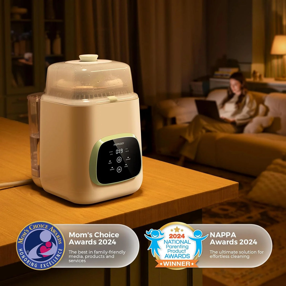 Lave-biberons et stérilisateur Momcozy KleanPal Pro - Machine de nettoyage tout-en-un pour biberons et pièces de tire-lait - Accessoires de bébé (Blanc) – Modèle pratique
