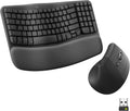 Logitech Wave Keys & Lift Vertical Mouse - Ensemble clavier et souris à connectivité sans fil ergonomiques - doté de repose-poignets rembourré, fonction Easy-Switch, Bluetooth, compatible Windows/Mac - Graphite