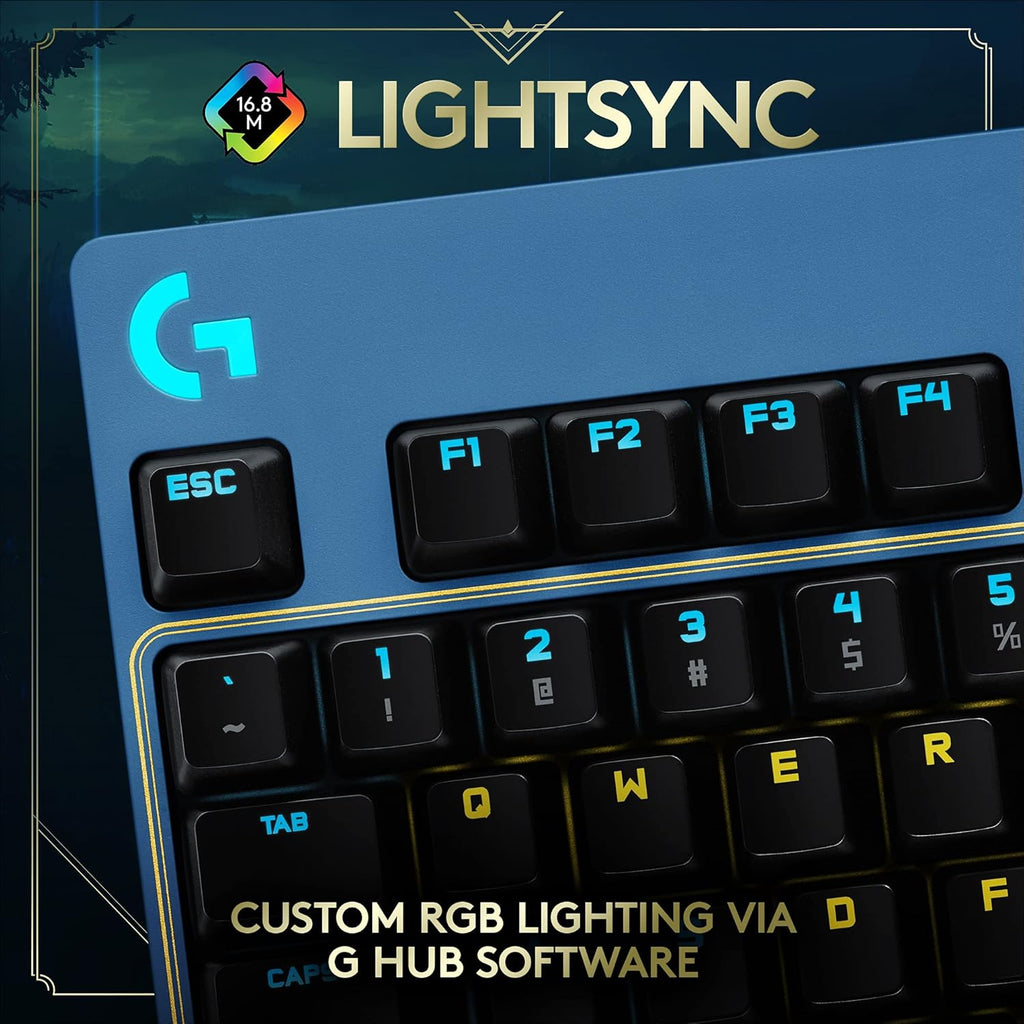 Clavier de jeu mécanique Logitech G PRO - Ultra-facile à transporter, format au format compact sans pavé numérique, câble USB détachable, touches rétroéclairées RGB LIGHTSYNC, édition officielle League of Legends