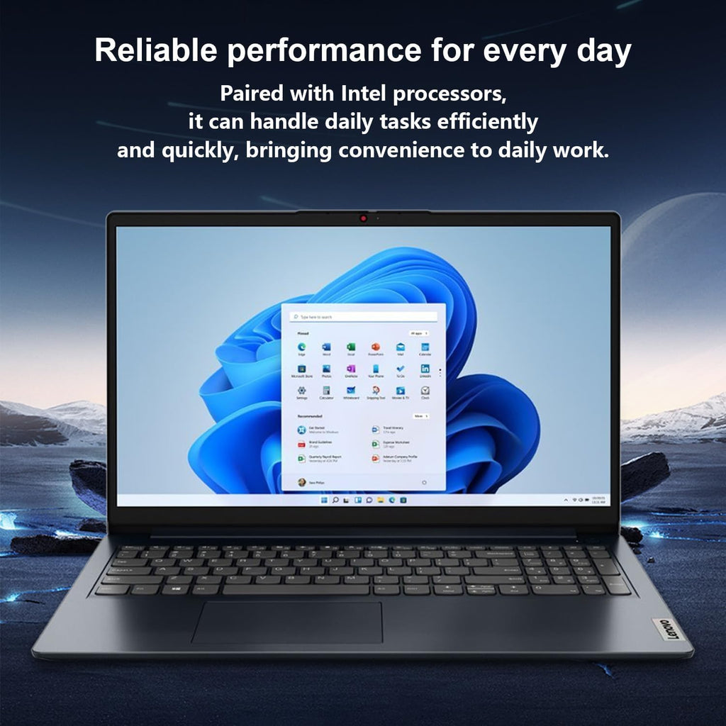 Ordinateur compact portable Lenovo IdeaPad 1i, écran tactile FHD 15,6 pouces, processeur Intel Core i5-1235U, 16 Go de RAM, SSD de 512 Go, webcam, HDMI, Wi-Fi 6, Windows 11 Famille, bleu