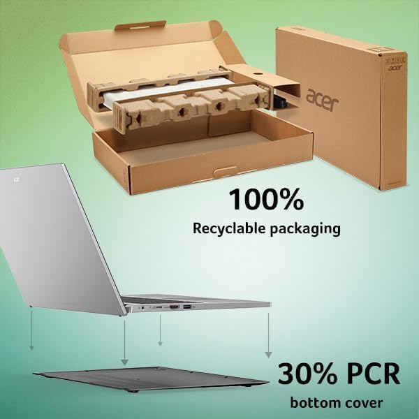 Ordinateur compact portable Acer Aspire Slim | Écran Full HD 15,6 pouces | Processeur Intel Core 3 N355 à 8 cœurs | 8 Go de RAM | SSD 128 Go | Compatible avec Copilot AI | Microsoft Office sur le Web | HDMI | Wi-Fi 6 | Windows 11 | Souris non incluse