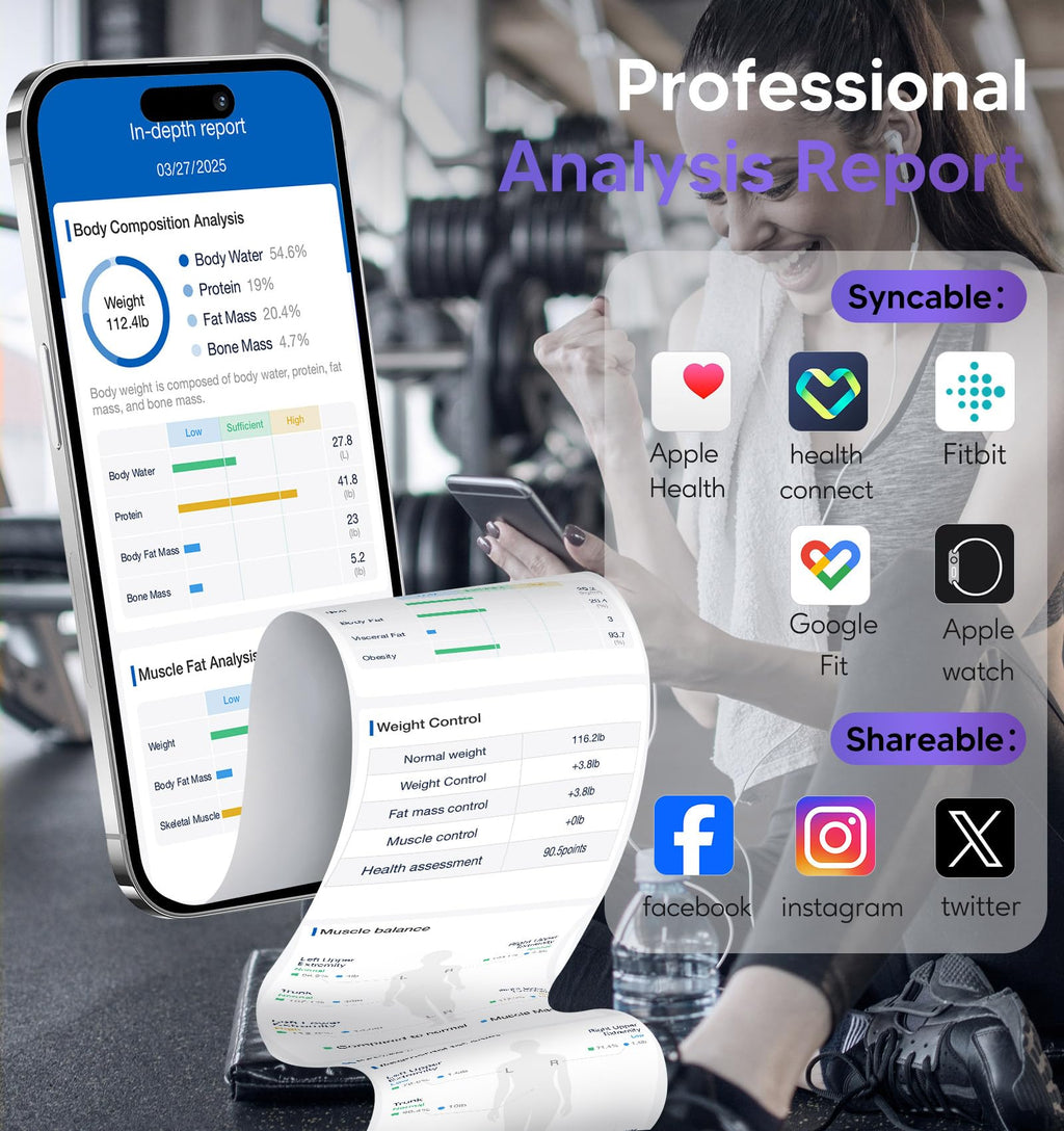 Balance connectée GE Smart Scale : analyseur de composition corporelle Bluetooth à 8 électrodes – Modèle pratique