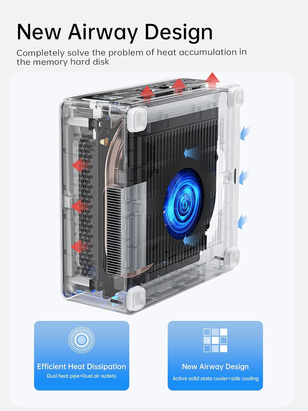 MINISFORUM Mini PC NAB6 Lite Intel Core i5-12600H 12 cœurs 16 threads allant jusqu'à 4,7 GHz 16 Go de RAM DDR4 SSD PCIe 4.0 de 500 Go Double LAN RJ45 2,5 Gb/s Mini ordinateur de bureau 2 ports HDMI 7 ports USB WiFi 6 Bluetooth 5.2