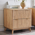 Classeur à deux tiroirs T4TREAM, classeur latéral cannelé de 31,8 cm dotée de tringle de suspension pour dossiers format Lettre/Légal/A4, grand plateau pour imprimante, meuble de bureau en bois, chêne naturel