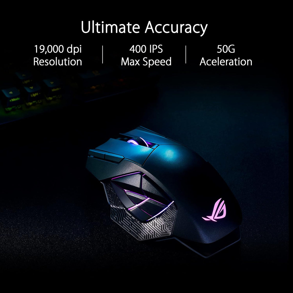 Souris gaming à connectivité sans fil ASUS ROG Spatha X – Design MMO/MOBA, 12 boutons programmables, pour droitier, 168 g, double mode (doté de connectivité filaire/2,4 GHz), 19 000 DPI, allant jusqu'à 67 h d'autonomie, station de charge magnétique…