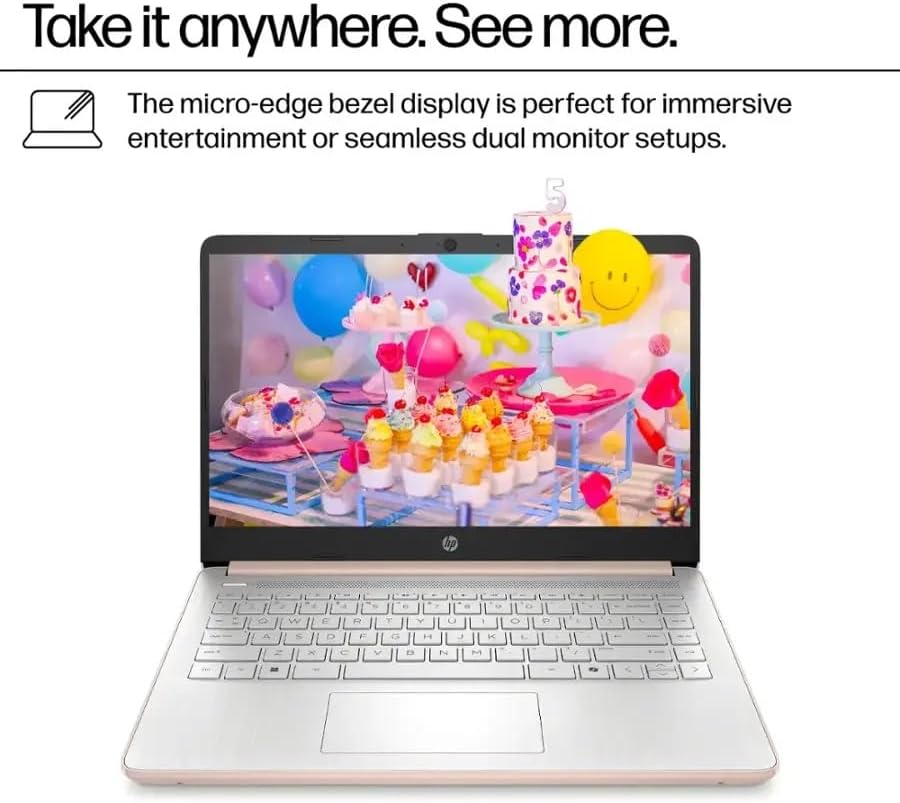 Ordinateur compact portable HP Stream 14 pour étudiants et professionnels, Microsoft Office 365, Copilot AI, 4 Go de RAM, 128 Go UFS, Intel N150 (quadricœur), Wi-Fi 6, Bluetooth 5.4, Windows 11 S (14 pouces, or rose, 128 Go, 4 Go de RAM)