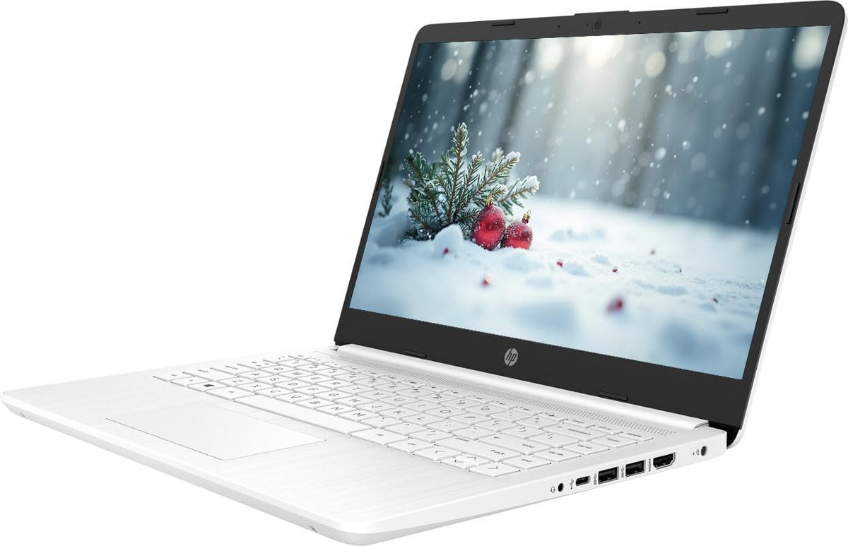 Ordinateur compact portable professionnel HP 14 avec Microsoft Office 365, processeur Intel quadricœur, 64 Go de stockage eMMC, 4 Go de RAM, Windows 11, écouteurs PLUSERA, blanc