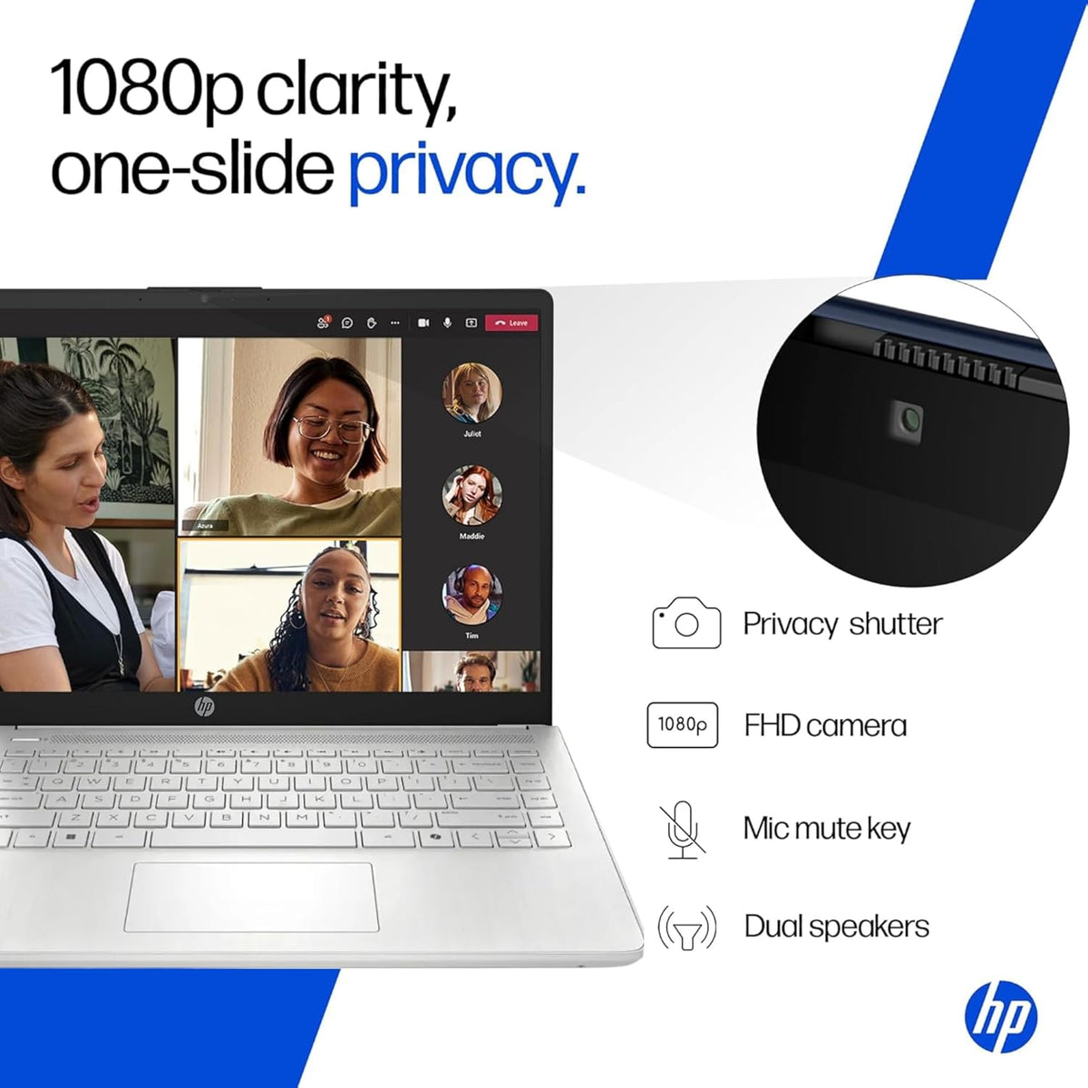Ordinateur compact portable HP Ultrabook • 1 To de stockage en ligne avec 128 Go supplémentaires (64 Go internes et 64 Go externes USB) • 8 Go de mémoire vive intelligente • Autonomie d'une journée • Windows 11 • 1 an d'abonnement à Microsoft Office