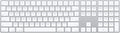 Clavier Apple Magic Keyboard dotée de pavé numérique : sans fil, Bluetooth, rechargeable. Compatible avec Mac, iPad et iPhone ; anglais (États-Unis) – blanc