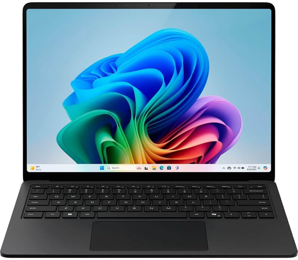 Ordinateur compact portable Microsoft Surface (2024) Windows 11 Copilot+ PC Écran tactile 13,8 pouces Snapdragon X Elite (12 cœurs) 16 Go de RAM 1 To de stockage SSD Noir