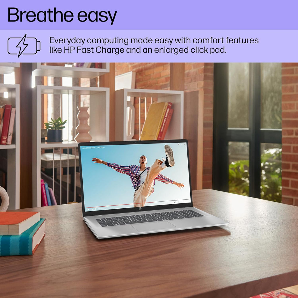Ordinateur compact portable HP 17,3" tactile avec Office 365 pour le Web | Processeur AMD Ryzen 5 7430U (6 cœurs, 12 threads, jusqu'à 4,3 GHz, plus performant que le Core i7-1355U) | 16 Go de RAM | SSD de 512 Go | Pavé numérique | Sans souris