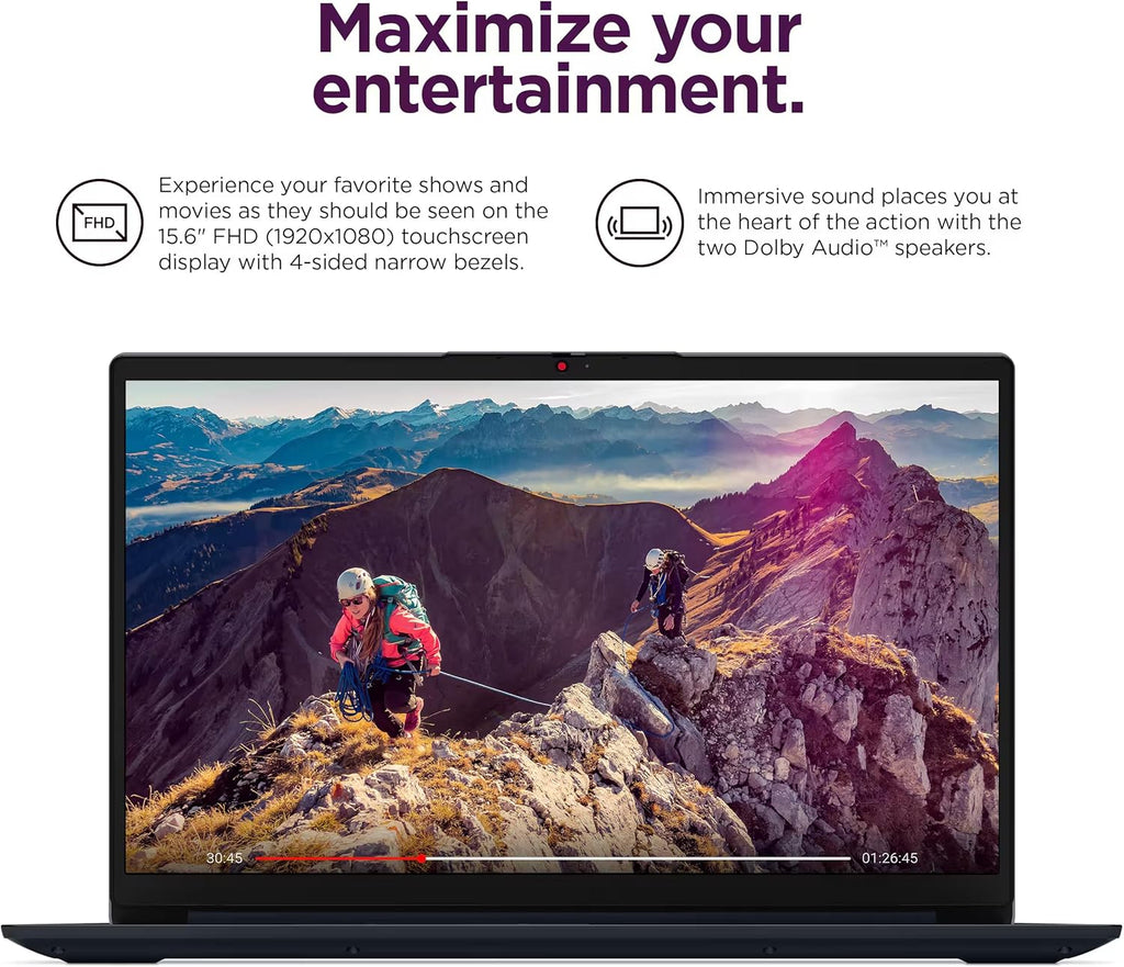 Ordinateur compact portable Lenovo IdeaPad 15,6" haut de gamme à écran tactile (2025) : processeur Intel i5 à 10 cœurs, licence Office 2024 à vie, Copilot AI, 16 Go de RAM, 1 To de stockage (500 Go SSD + 500 Go d'extension), HubxcelAccessory