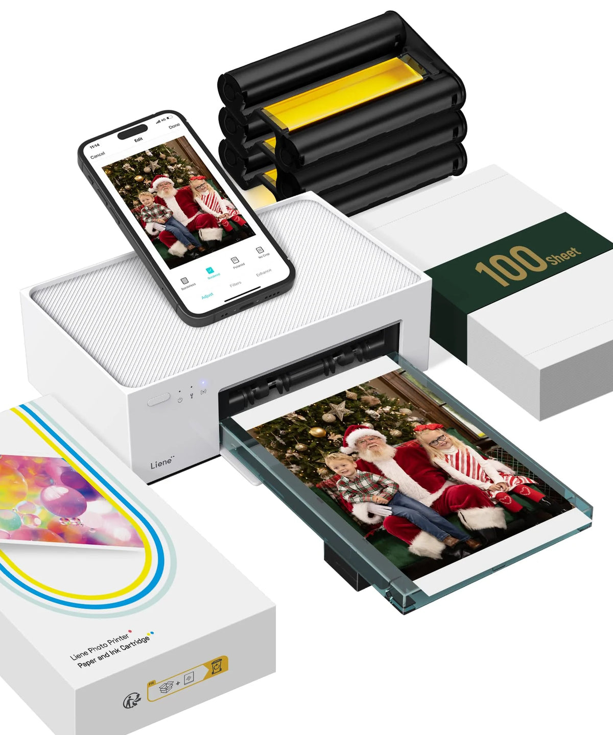 Imprimante photo Liene 46 doté de Wi-Fi, 100 feuilles, sublimation thermique, pour iPhone et Android