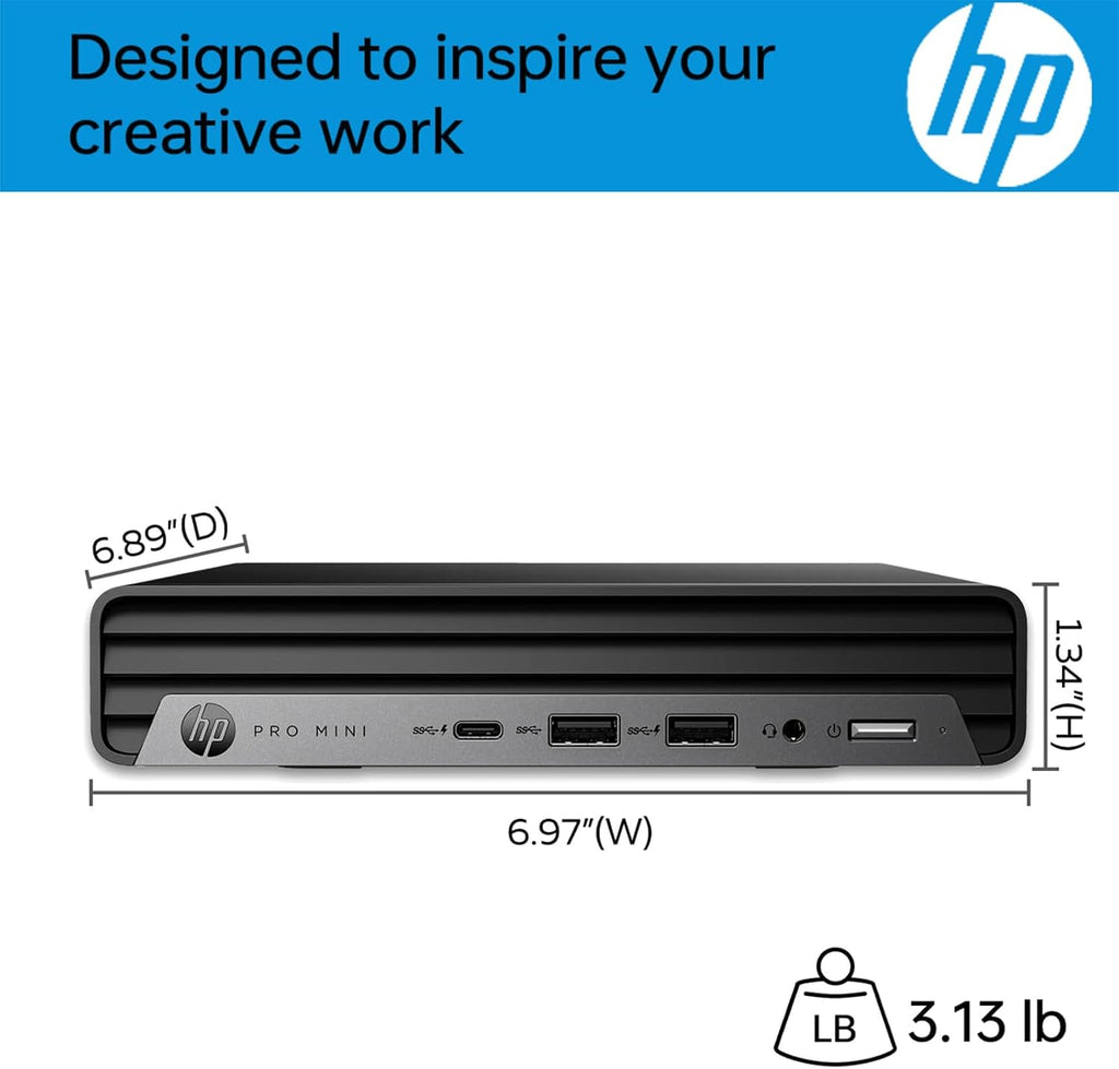 Ordinateur de bureau mini-PC HP Pro 400 G9, processeur Intel, 16 Go de RAM DDR5, SSD PCIe de 256 Go, triple affichage 4K, USB-C, conception ultra-silencieuse, Bluetooth 5.2, Wi-Fi 6, clavier et souris, Windows 11 Professionnel – Modèle pratique
