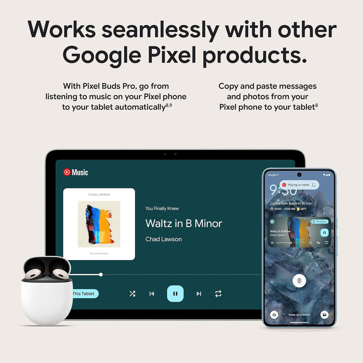 Tablette tactile Google Pixel - Tablette Android avec écran 11 pouces et autonomie exceptionnelle - Porcelaine - 8 Go de RAM - 128 Go