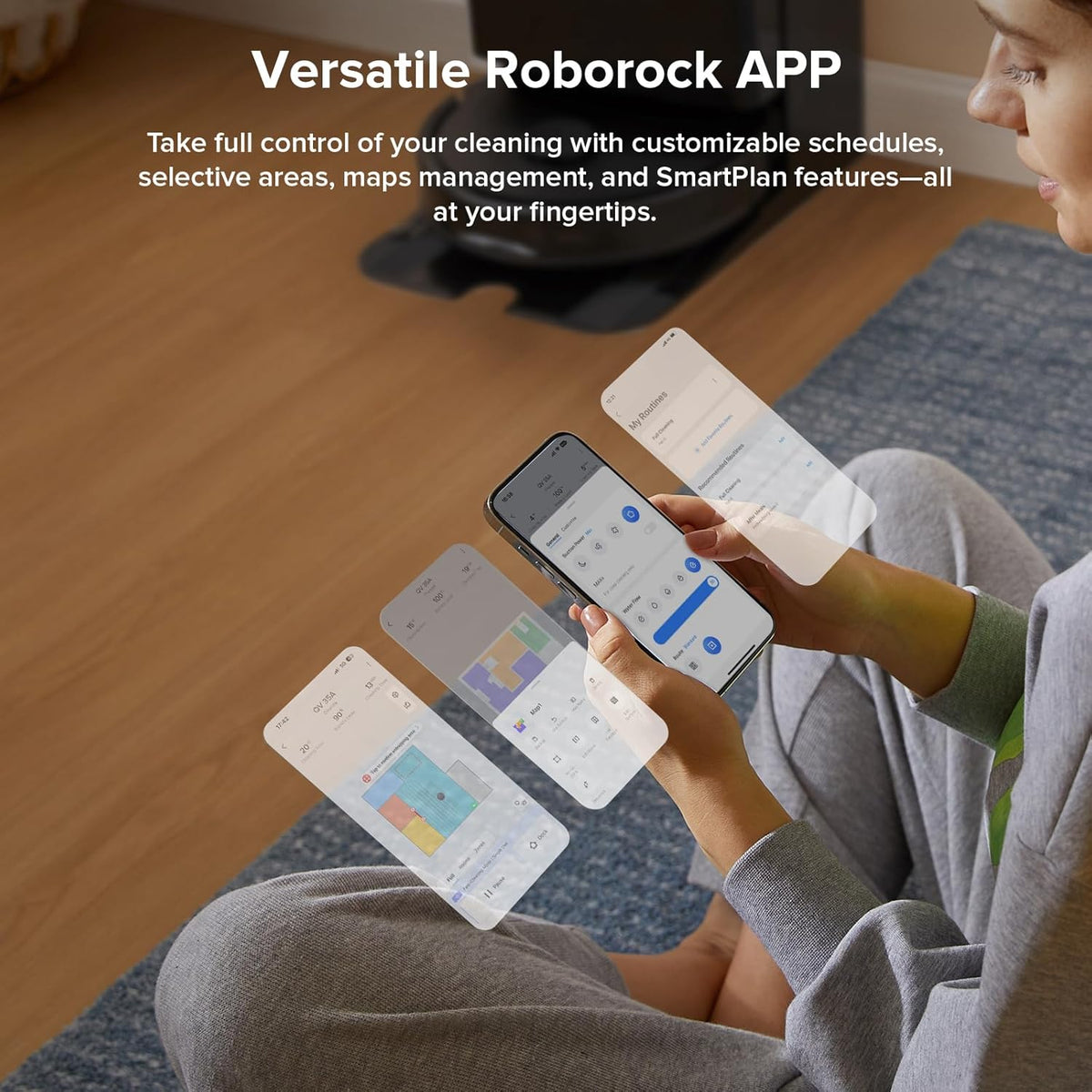Robot aspirateur et laveur de sols Roborock série Qrevo, aspiration de 8000 Pa, version améliorée du Qrevo S, brosses anti-emmêlement, évitement intelligent des obstacles, lavage automatique des sols, station d'accueil tout-en-un, serpillères…