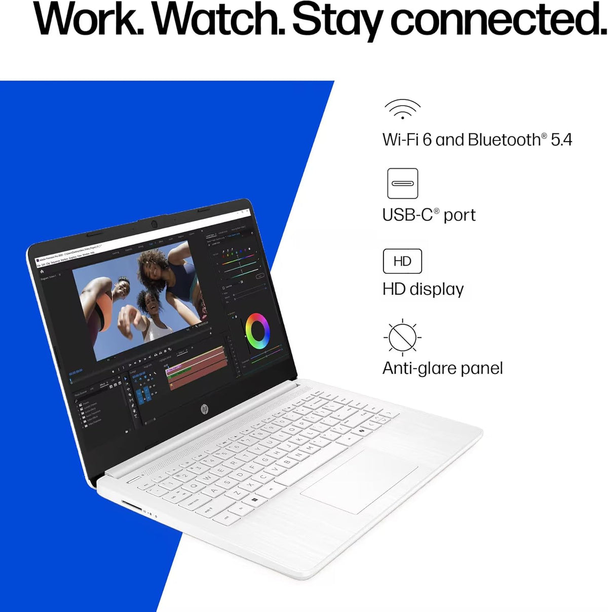 Ordinateur compact portable HP 14 fin et léger pour étudiants et professionnels (2026) avec suite Office, Copilot AI, processeur Intel jusqu'à 2,8 GHz, 8 Go de RAM, 628 Go de stockage (128 Go SSD + 500 Go extensible), Wi-Fi 6, Windows 11 Pro