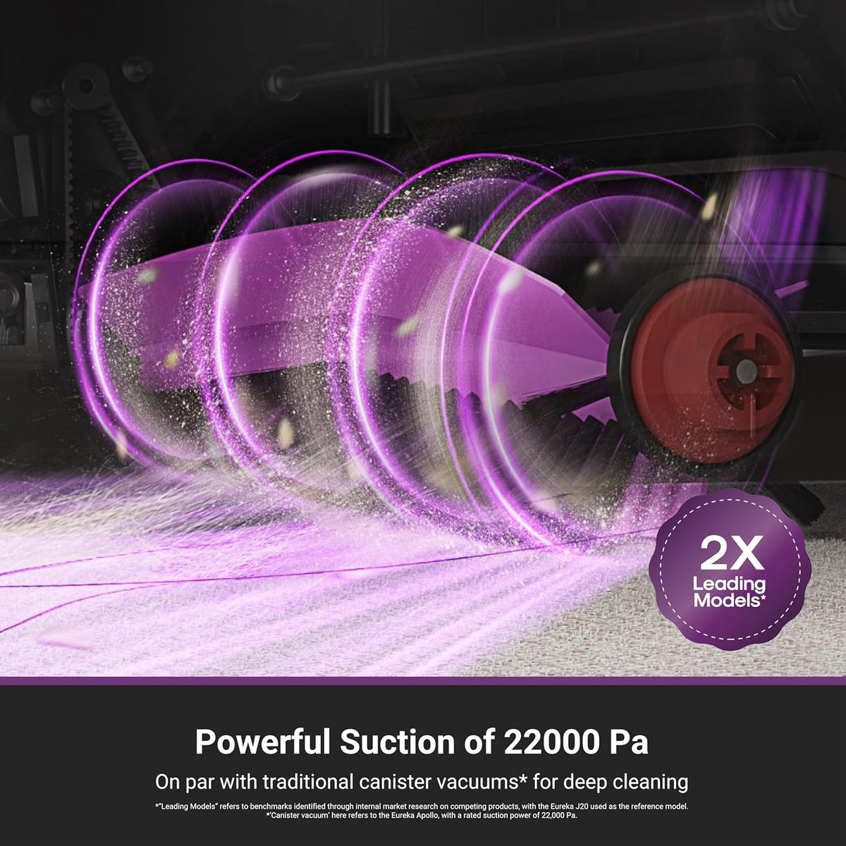 Aspirateur robot tout-en-un Eureka J15 Max Ultra à vidage automatique, aspiration de 22 000 Pa, lavage à l'eau chaude à 80 °C, séchage à l'air chaud à 55 °C, plateau de base autonettoyant, bras de lavage flexible, système anti-enchevêtrement RTCam…