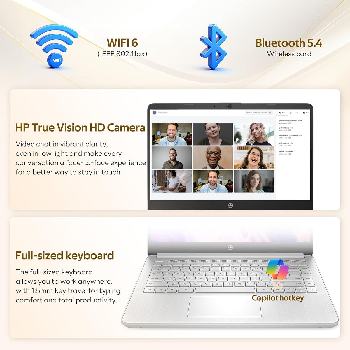 Ordinateur compact portable HP Stream 14 HD avec AI Copilot, processeur Intel N150, 4 Go de RAM, 1,12 To de stockage (128 Go UFS + station d'accueil de 1 To), carte graphique Intel, abonnement d'un an à Office 365, Wi-Fi 6, Windows 11, argent