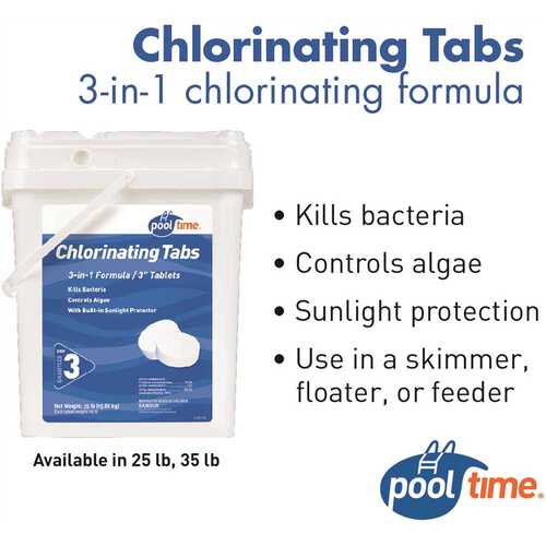 Comprimés de chlore Pool Time 21827PTM 35 lb pratique