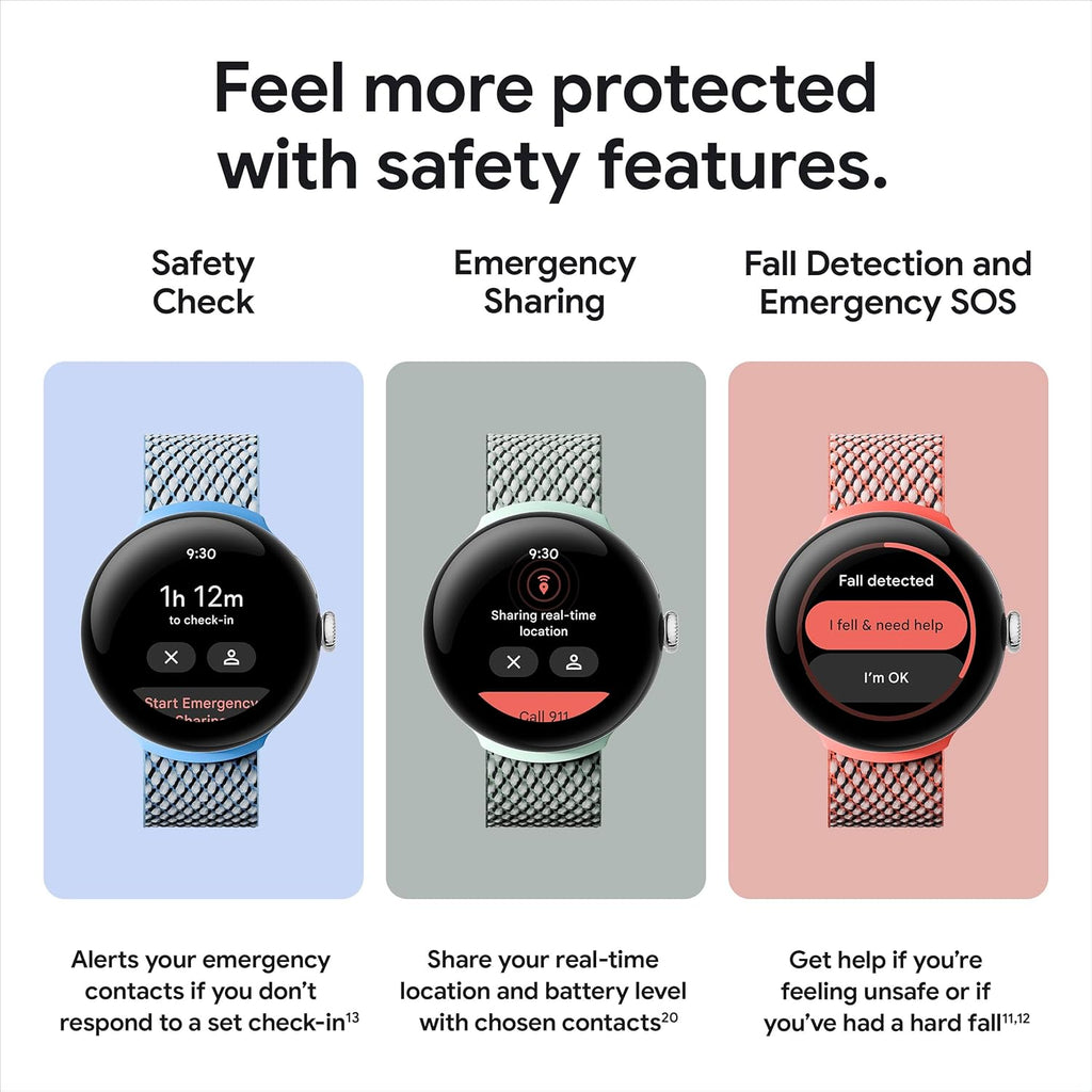 Présentation : Google Pixel Watch 2 (modèle précédent) avec le meilleur de Fitbit : suivi de la fréquence cardiaque, gestion du stress, sécurité. Montre connectée Android avec boîtier en aluminium argenté poli, bracelet Bay Active et Wi-Fi.