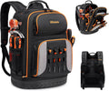 Sac à dos à outils robuste en tissu Oxford 1680D, 75 poches et passants, sac à dos d'électricien, grand sac à outils CVC à fond rigide, sac à dos pour technicien de chantier avec compartiment pour ordinateur compact portable 16 pouces pour hommes