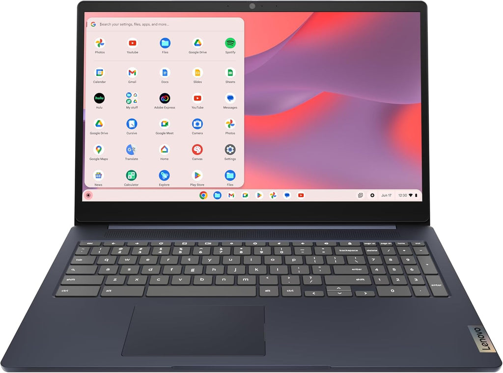 Chromebook Lenovo IdeaPad 3i, écran FHD 15,6 pouces, processeur Intel Celeron N4500, 8 Go de RAM, 64 Go de stockage eMMC, résolution 1920 x 1080 pixels, webcam 720p, Chrome OS, bleu abysse