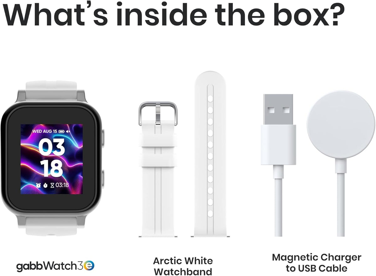 Présentation : Montre connectée Gabb Watch 3e - Traceur GPS pour enfants - Sans abonnement aux réseaux sociaux ni frais Internet (Argent)