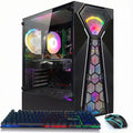Ordinateur de bureau gaming STGAubron : processeur AMD Ryzen 3 3200G 3,6 GHz, carte graphique Radeon RX 580 (8 Go ou 16 Go de RAM), SSD 512 Go, Wi-Fi 6, Bluetooth 5.0, 4 ventilateurs RGB, Windows 11 Famille. – Modèle pratique