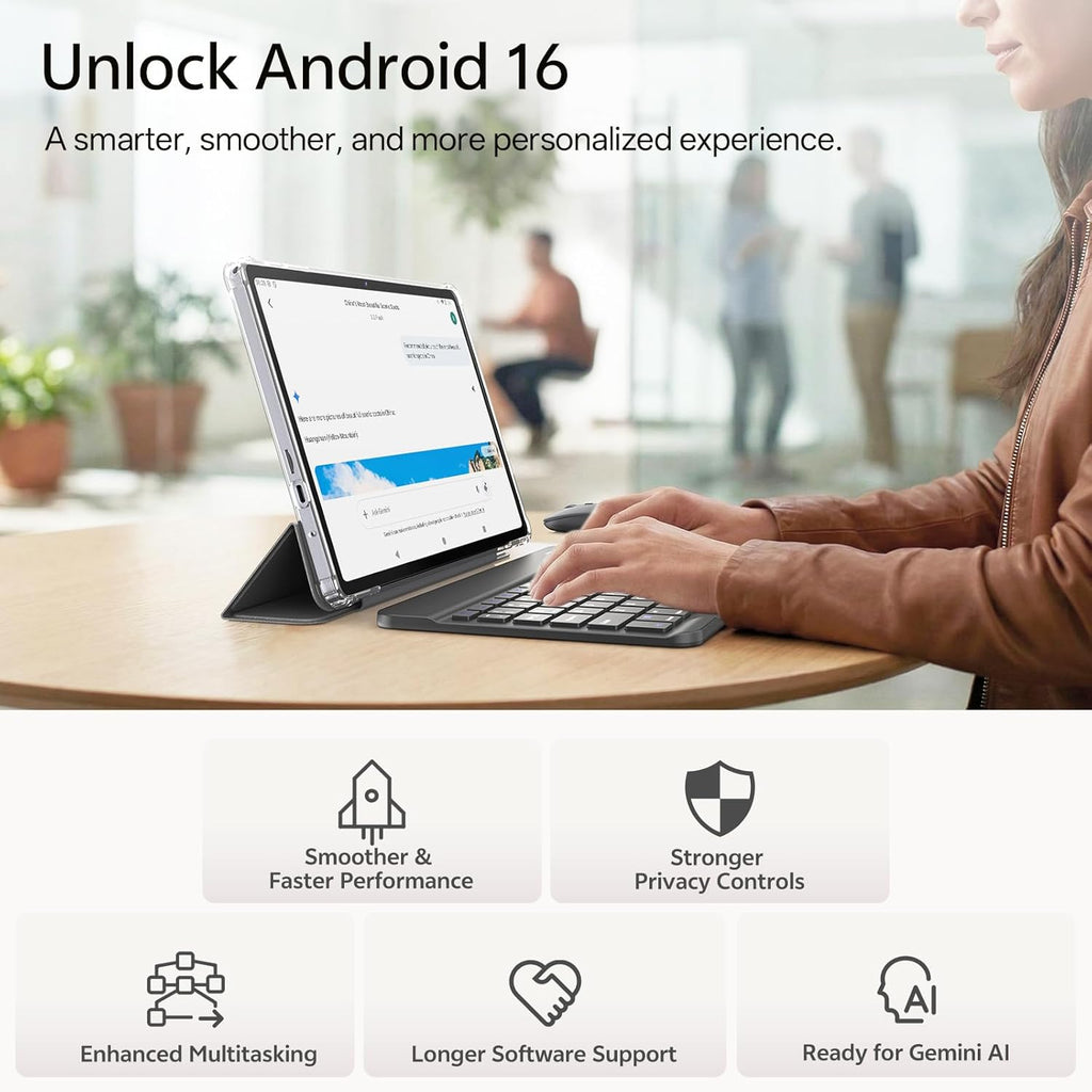 Tablette tactile Android 16 avec clavier, 11 pouces, processeur octocœur et intelligence artificielle Gemini, 20 Go de RAM + 128 Go de ROM (extensible jusqu'à 1 To), double caméra 13 MP + 8 MP, batterie 8 800 mAh, Wi-Fi 6, Widevine L1, 2 en 1 avec so