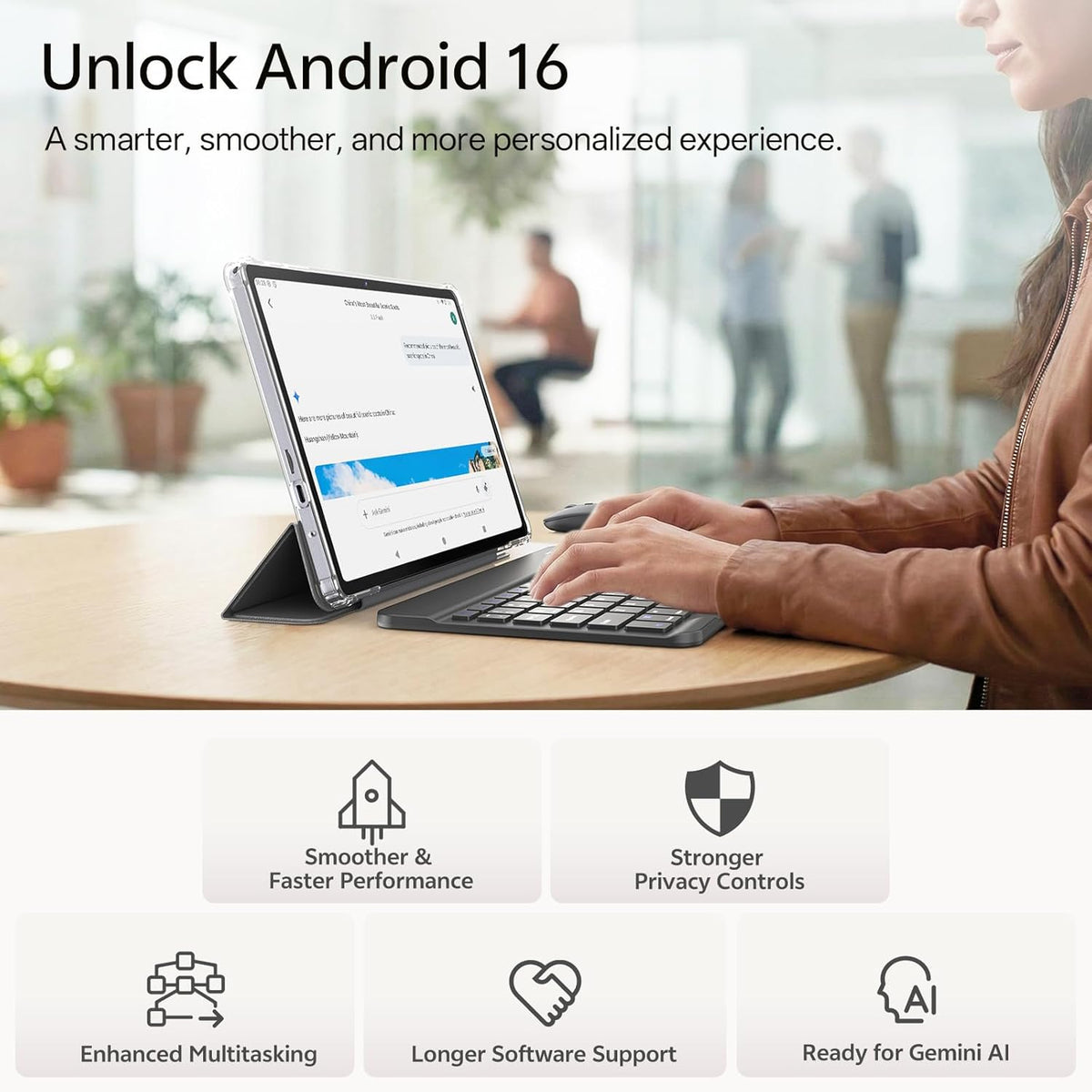 Tablette tactile Android 16 avec clavier, 11 pouces, processeur octocœur et intelligence artificielle Gemini, 20 Go de RAM + 128 Go de ROM (extensible jusqu'à 1 To), double caméra 13 MP + 8 MP, batterie 8 800 mAh, Wi-Fi 6, Widevine L1, 2 en 1 avec so