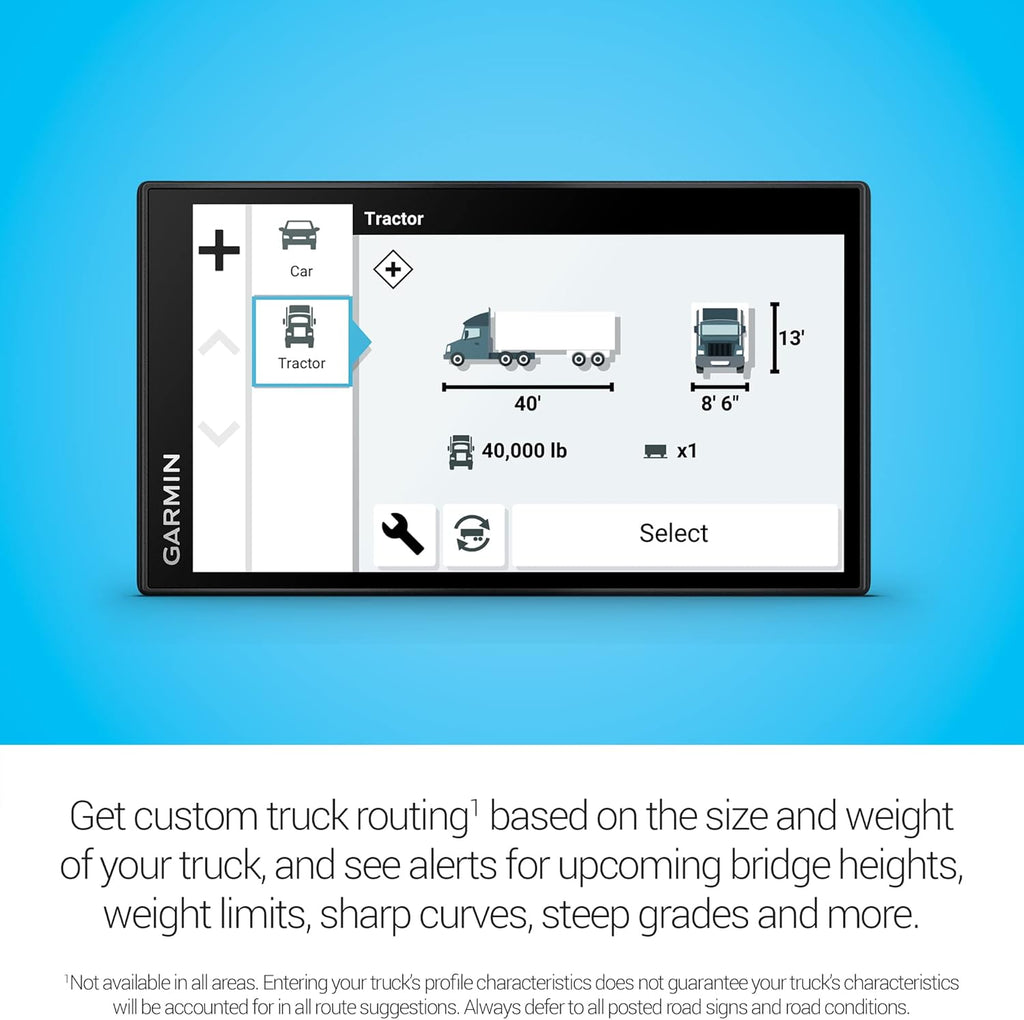 Garmin dezl OTR610 écran généreux facile à lire 6 pouces, GPS pour camions, routage personnalisé, imagerie satellite haute résolution