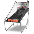 Jeu d'arcade de basketball pliable d'intérieur doté de 4 ballons, système de score électronique à double tir et LED pour enfants et adultes