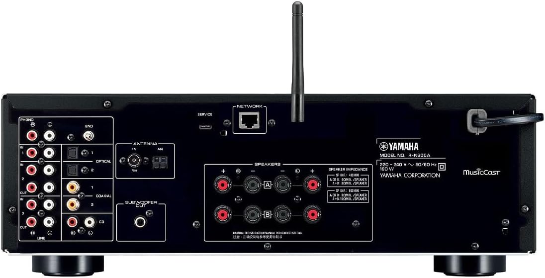 Récepteur réseau R-N600A doté de préampli phono en streaming et convertisseur numérique-analogique intégré (noir)