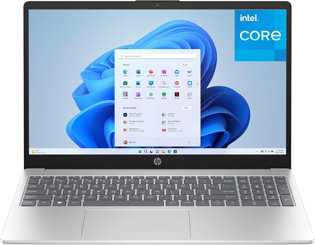 Ordinateur compact portable HP Pavilion 15,6" FHD, 16 Go de RAM DDR4, SSD PCIe 240 Go, processeur Intel N100, Wi-Fi 6, Bluetooth, webcam, port USB Type-C, licence à vie pour Office 365, Windows 11, RJ45, gris clair