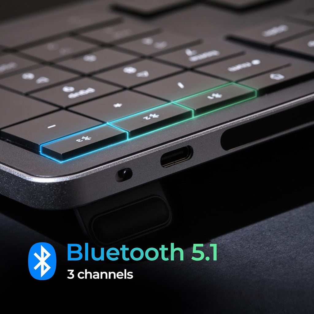 CLVX 1 Windows | Clavier IA tactile et gestuel | Bluetooth et USB-C | Touches ciseaux silencieuses à profil bas | Rétroéclairage RGB interactif | Châssis en aluminium | Compatible Windows/Linux/Android – Modèle pratique