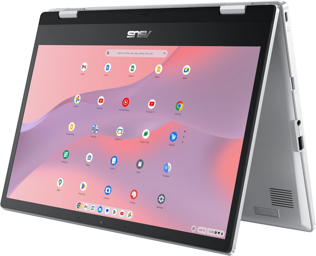 ASUS Chromebook Flip CX1 Ordinateur compact portable convertible 14 pouces FHD NanoEdge Tactile à 360° Processeur Intel Celeron N4500 128 Go de stockage eMMC 8 Go de RAM ChromeOS Argent transparent CX1400FKA-AS88FT