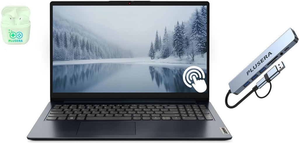 Ordinateur compact portable Lenovo IdeaPad 15,6" FHD tactile, 40 Go de RAM, 2,5 To de stockage (SSD 2 To + station d'accueil 512 Go), processeur Intel Core i5 à 10 cœurs, Windows 11 Professionnel avec Microsoft Office inclus, écouteurs PLUSERA