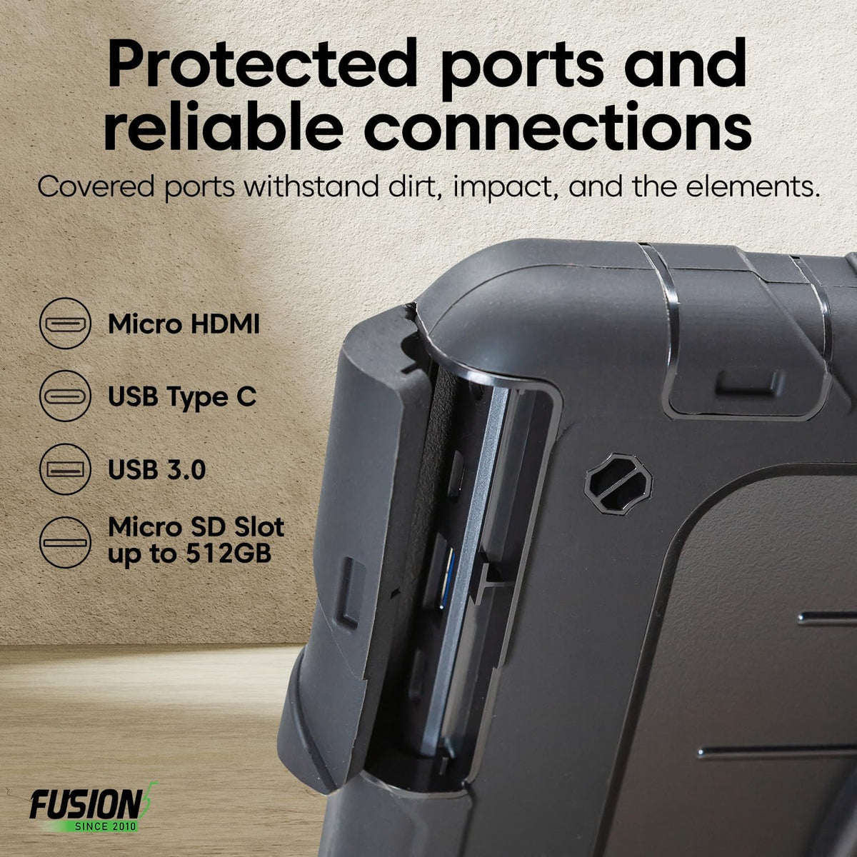 Tablette tactile PC durcie Fusion5 10.1 Windows 11 Full HD - Intel 13e génération - FWIN232 PRO N5 - Tablette ultra-mince Windows - 8 Go de RAM, SSD 512 Go, 10 pouces, Wi-Fi 5 GHz, webcam HD, micro HDMI, stockage extensible