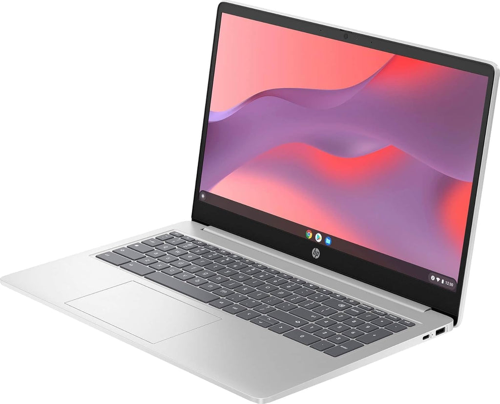 Ordinateur compact portable HP Chromebook 15 (15,6 pouces antireflet, processeur Intel N200, 8 Go de RAM DDR5, 192 Go de stockage (64 Go eMMC + 128 Go SD), processeur quadricœur (> i3-1115G4), clavier numérique), usage familial et étudiant, webcam