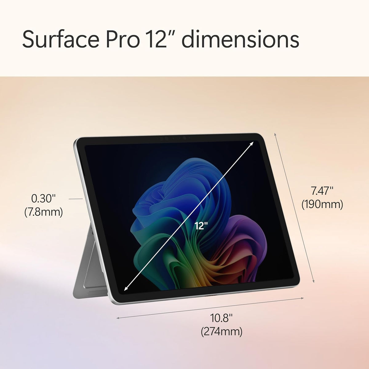 Microsoft Surface Pro 2-en-1 (2025) : ordinateur compact portable/tablette, Windows 11, Copilot+, écran tactile 12 pouces, processeur Snapdragon X Plus (8 cœurs), 16 Go de RAM, 256 Go de stockage, finition platine.