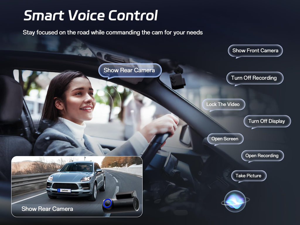 PELSEE P1 Pro 4K Double caméra embarquée doté de vision nocturne et GPS