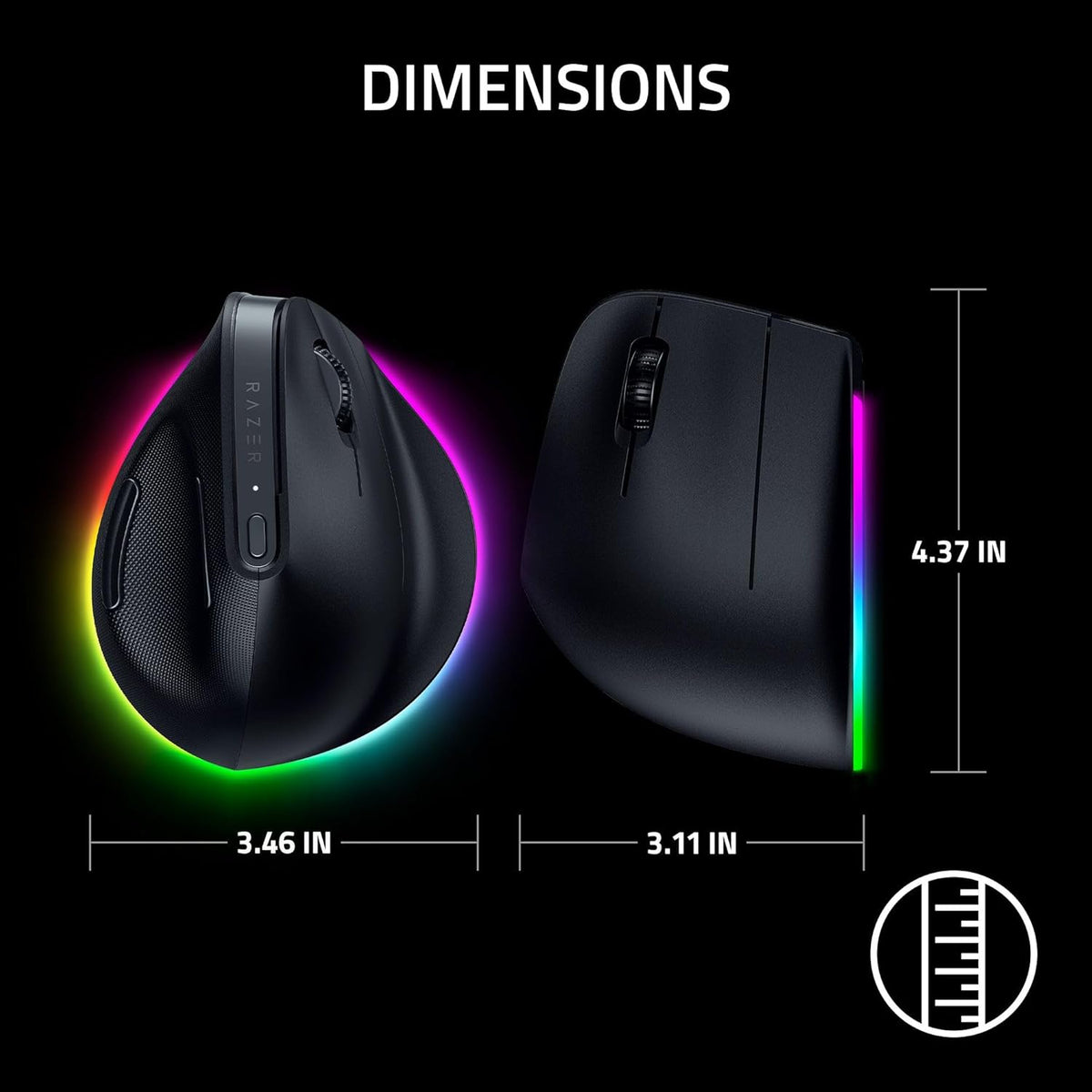 Souris verticale à connectivité sans fil Razer Pro Click V2 : Design ergonomique à 6 boutons - Aide intuitive en un clic - Compatible Windows et Mac - Connectivité multi-appareils via 2,4 GHz, Bluetooth ou USB-C doté de connectivité filaire…