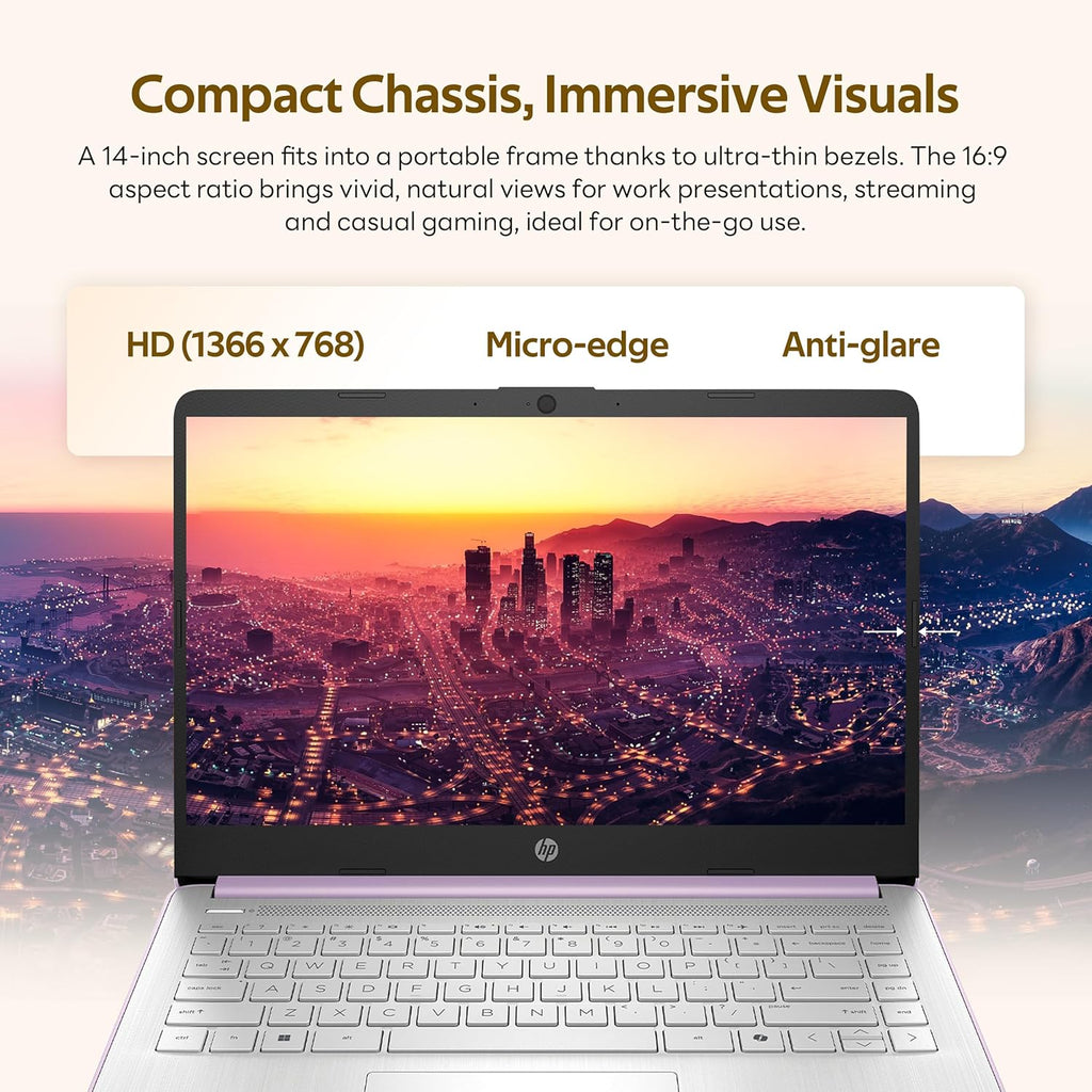 Ordinateur compact portable HP Flagship 14 HD pour étudiants et professionnels avec AI Copilot, processeur Intel quadricœur de 13e génération, 4 Go de RAM, 1,12 To de stockage (128 Go UFS + station d'accueil de 1 To), abonnement d'un an à Office