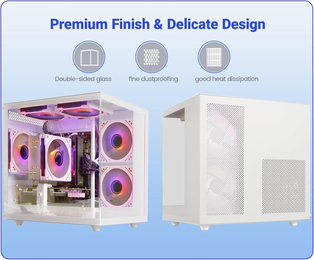 Ordinateur de bureau PC gaming - Ryzen 5 5500 (6 cœurs, 12 threads, allant jusqu'à 4,2 GHz), Radeon RX 6500XT 4 Go, 16 Go de RAM DDR4, SSD NVMe 512 Go, Wi-Fi 6, tour pré-assemblée pour un usage domestique et le bureau