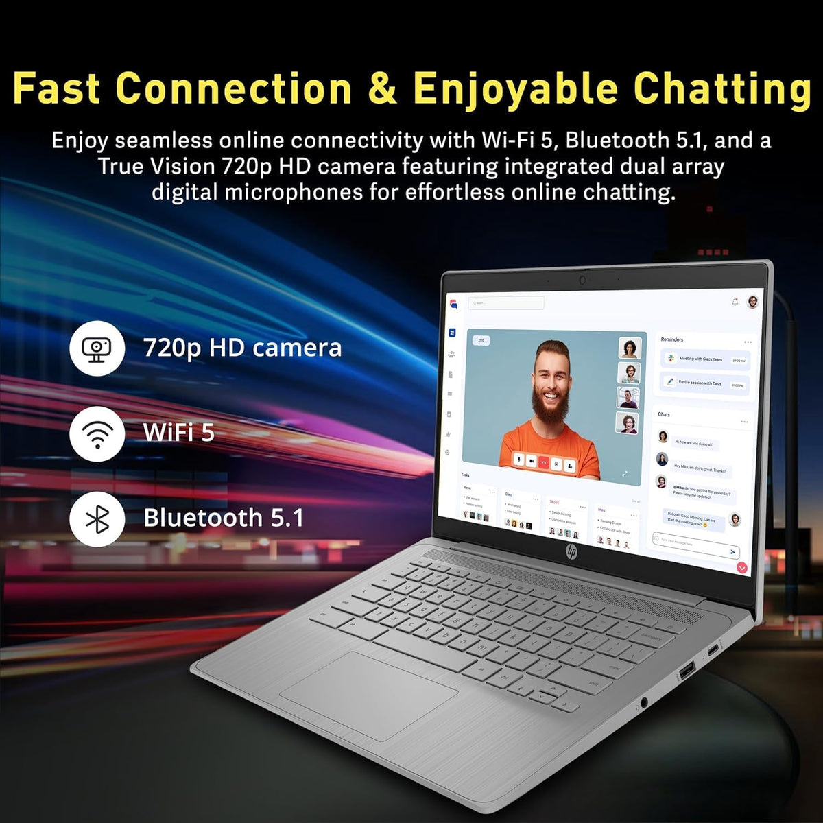 Ordinateur compact portable HP Chromebook 14 HD Premium pour étudiants et professionnels : processeur quadricœur Celeron N4120, 4 Go de RAM, 564 Go de stockage (64 Go eMMC + 500 Go extensible), webcam, batterie longue durée, Chrome OS + accessoires