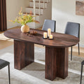 Table de salle à manger ovale moderne en bois OKD de 160 cm (63 pouces) pour 4 à 6 personnes, dotée de piètement stable en forme de T, structure en métal et plateau épais. Table de cuisine robuste idéale pour la salle à manger, la cuisine ou les réun