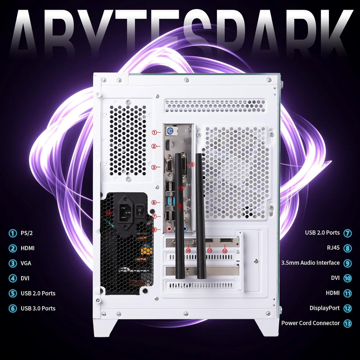 PC de bureau gaming pré-assemblé, processeur Intel Core i7 cadencé à 3,4-3,9 GHz, carte graphique RX590 doté de 8 Go de mémoire vidéo GDDR5, 16 Go de RAM, SSD de 512 Go, Wi-Fi 5.0, 4 ventilateurs RGB