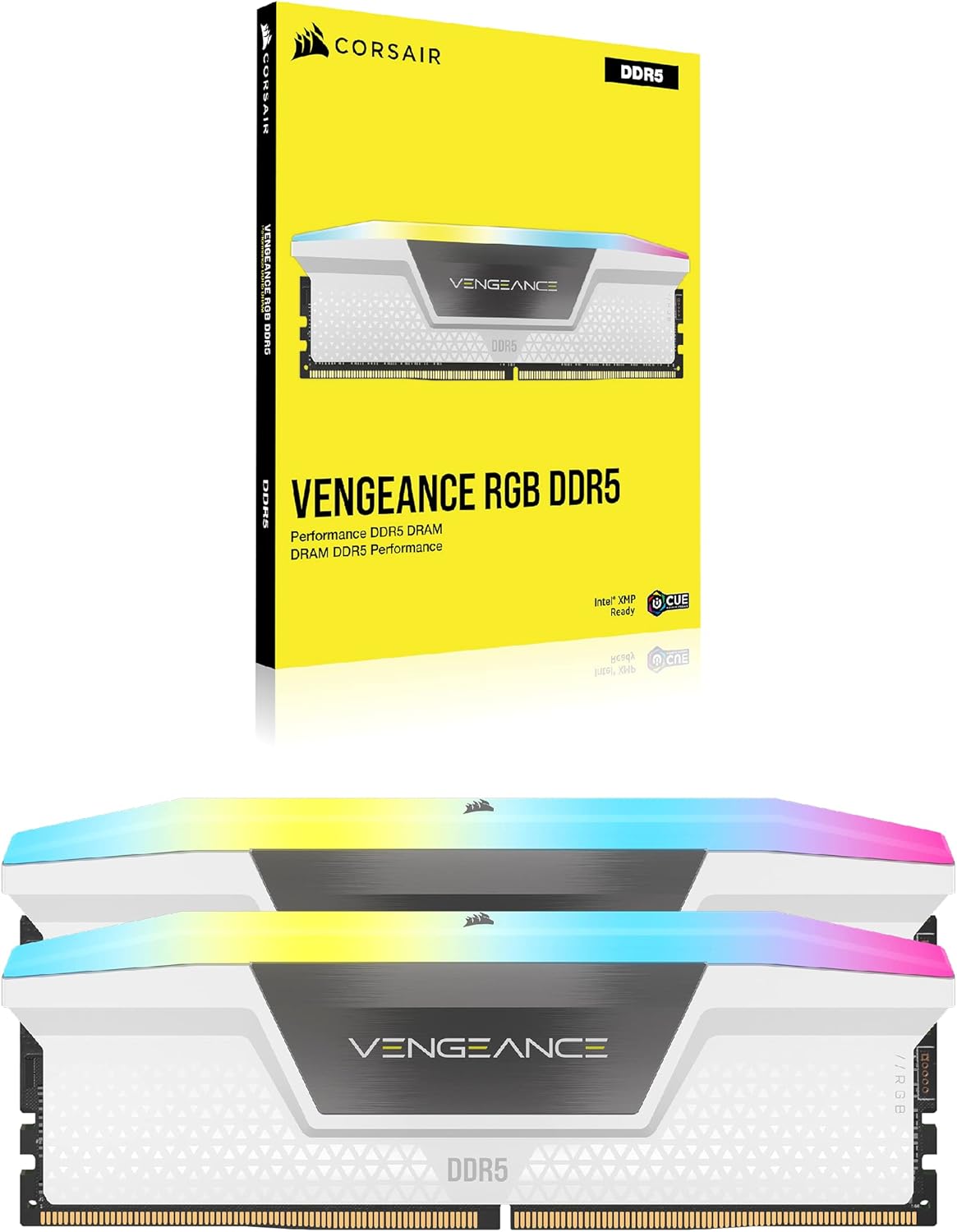Mémoire RAM CORSAIR Vengeance RGB DDR5 32 Go (2 x 16 Go) 6000 MHz CL36-44-44-96 1,35 V Intel XMP 3.0 pour ordinateur de bureau - Blanche (CMH32GX5M2E6000C36W) – Modèle pratique