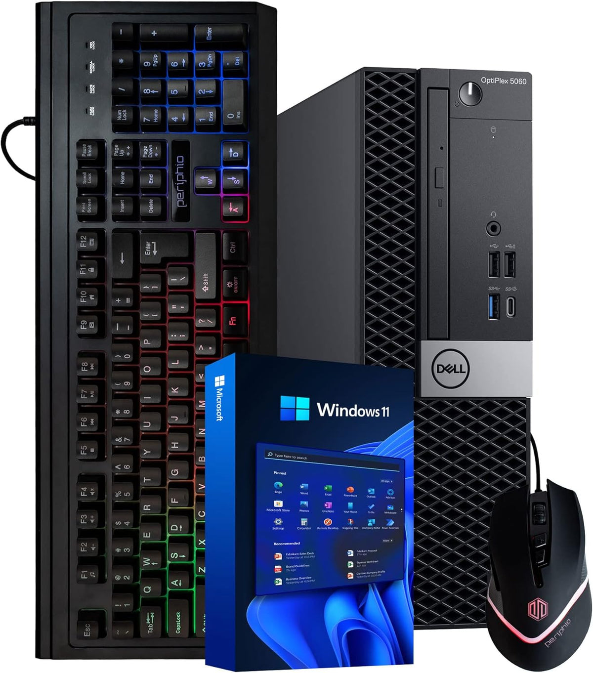 Ordinateur de bureau Dell OptiPlex 5060 sous Windows 11 | Processeur Intel Core i5-8600 six cœurs (4,3 GHz en mode Turbo) | 16 Go de RAM DDR4 | SSD de 500 Go + disque dur de 1 To | Wi-Fi + Bluetooth | Souris et clavier RGB (Reconditionné) – Modèle…